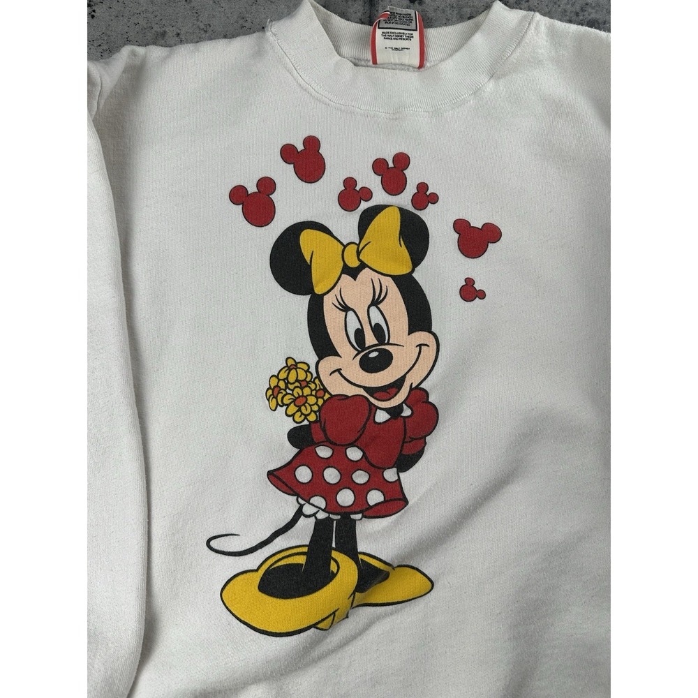 Vintage Disney Designs White Minnie Mouse Hearts Womens Cute‎ Retro Size Large